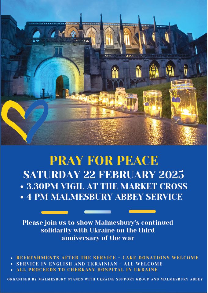 Malmesbury Stands with Ukraine - Pray For Peace - Malmesbury Abbey